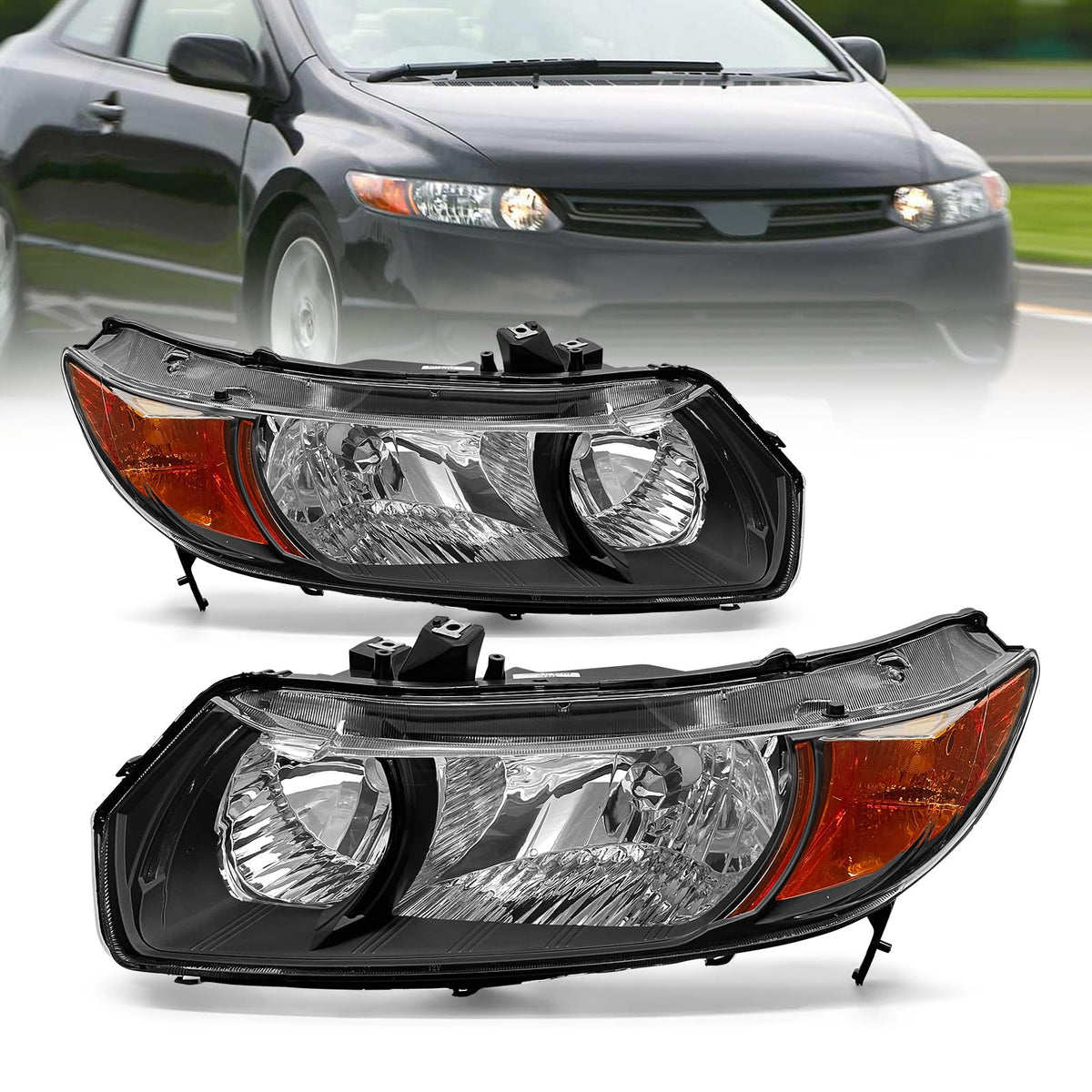 Black 2 Door Headlights Pair A858578