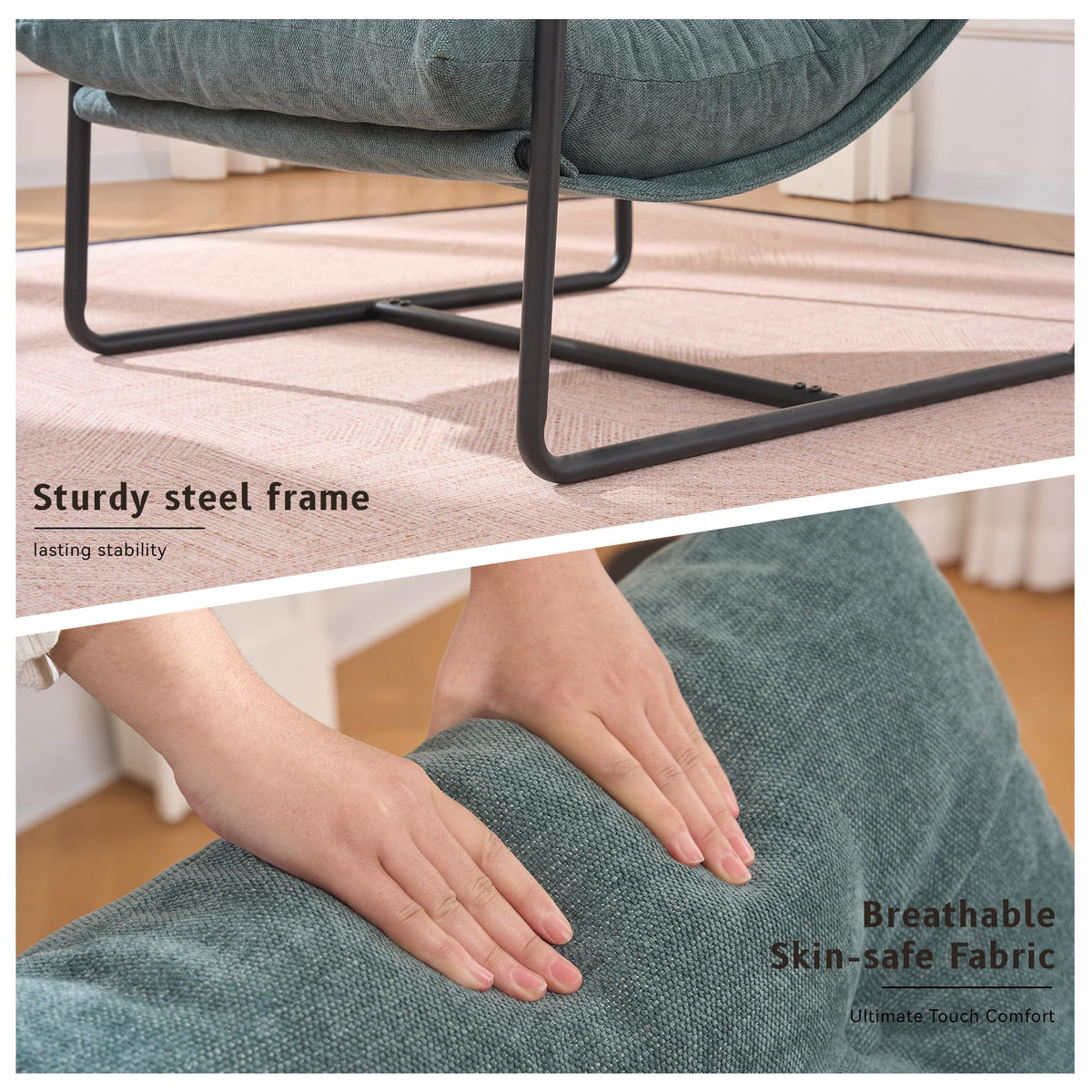 Green Set of 2 Upholstered Accent Chair with Metal Frame Q11887