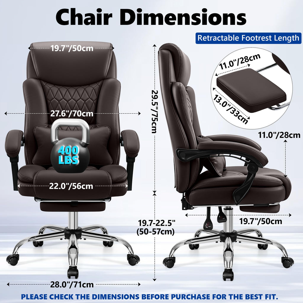 Brown PU Leather High Back Ergonomic Executive Office Chair R77357