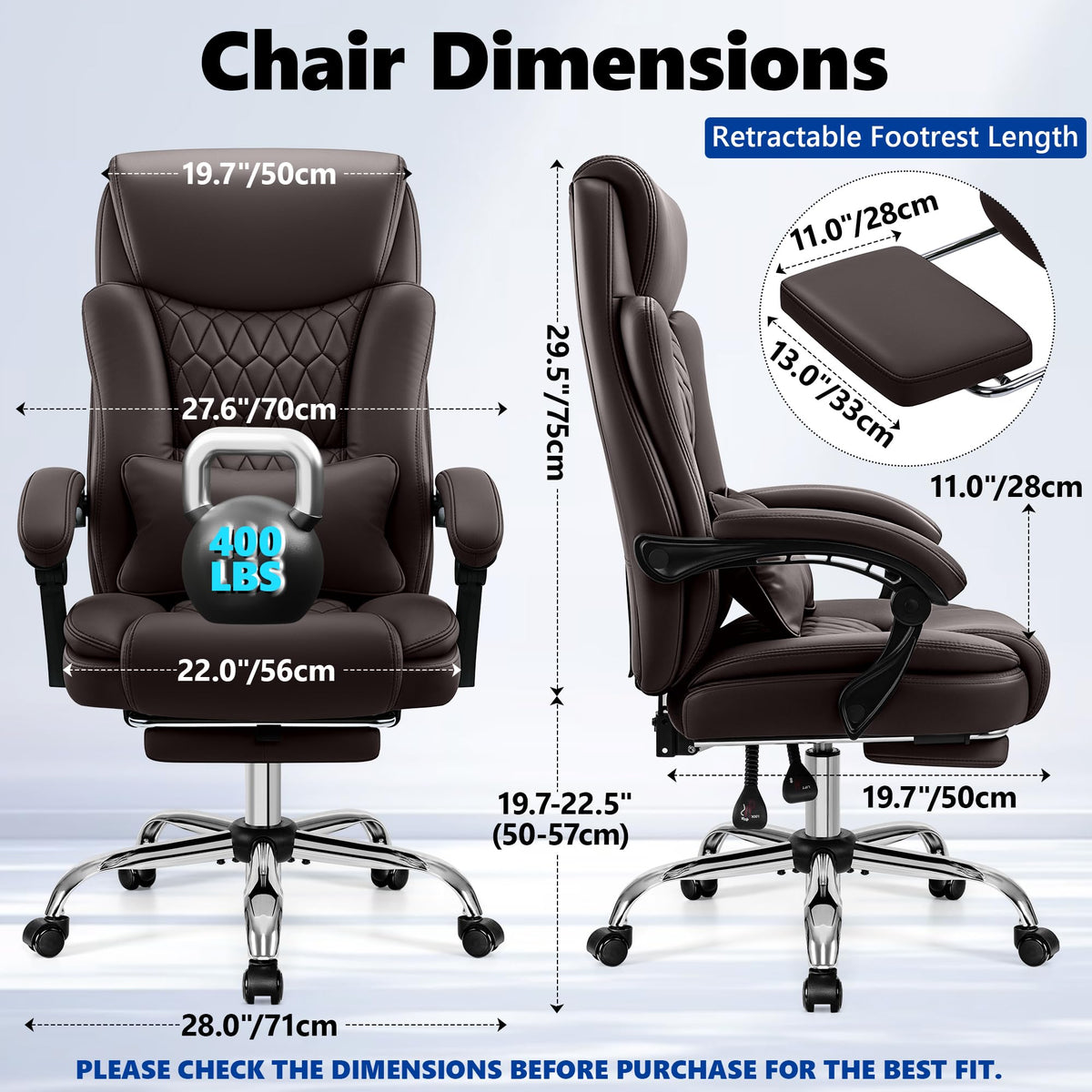 Brown PU Leather High Back Ergonomic Executive Office Chair R77357