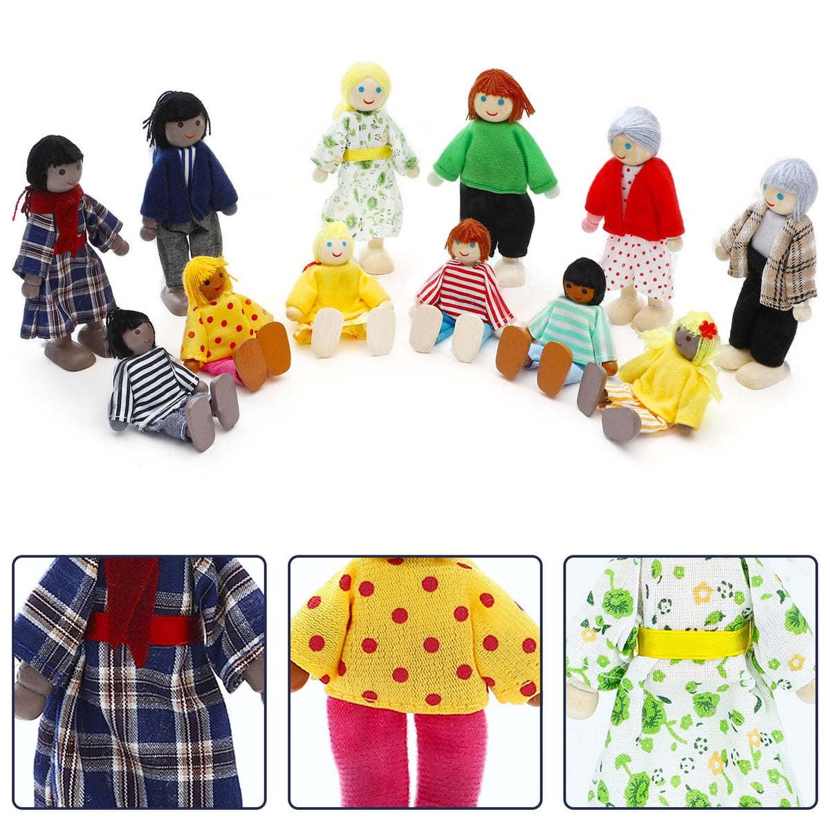 Wooden Dollhouse Family Set 23 Pieces O462391