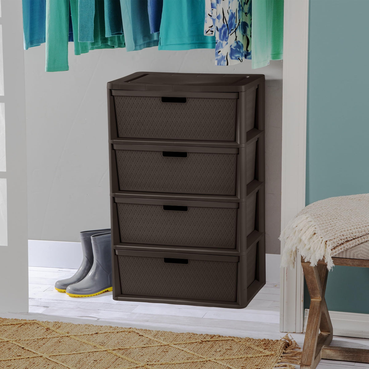 4 Drawer Plastic Storage Organizer Brown X775841
