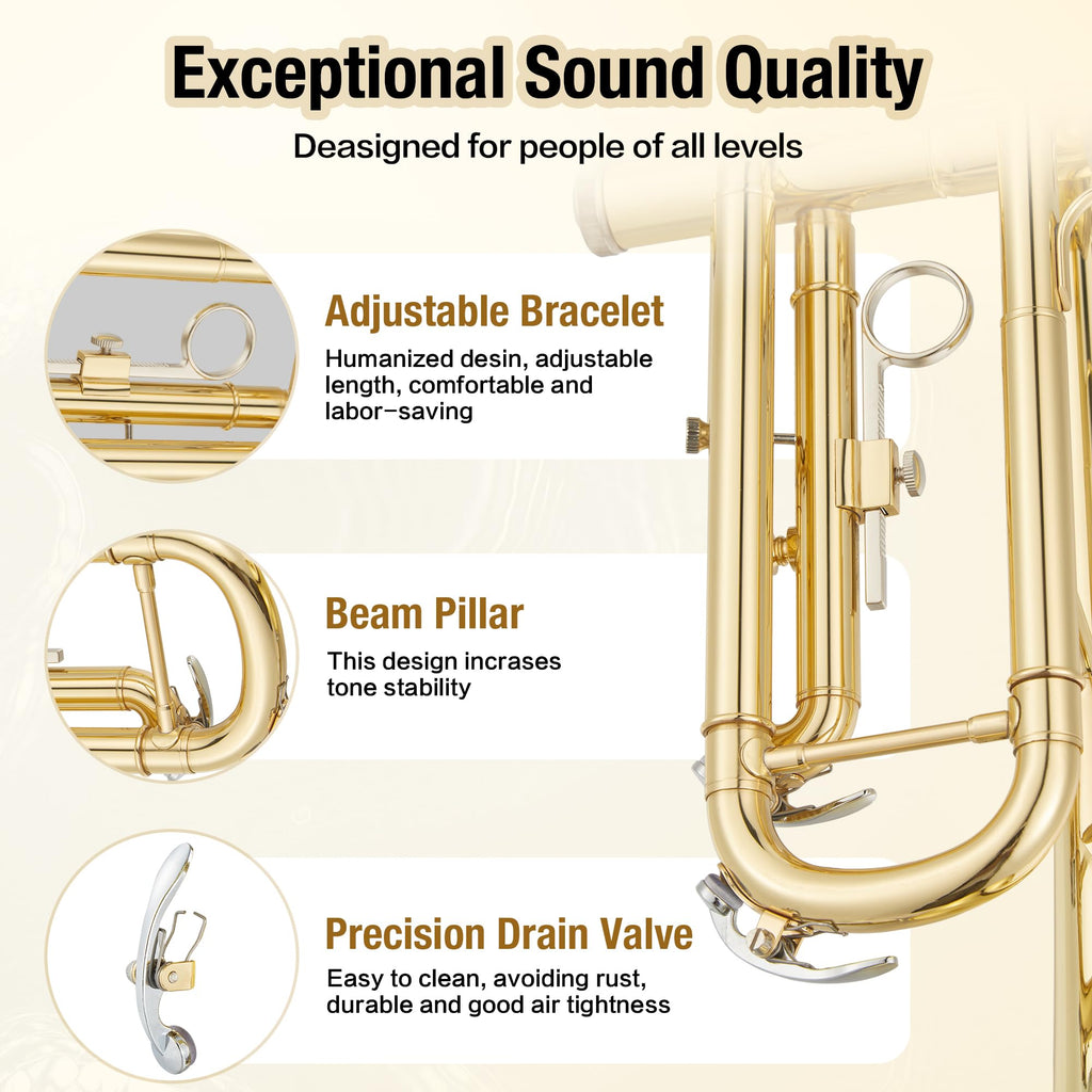 Gold Lacquer Brass Trumpet with Hard Case J136430