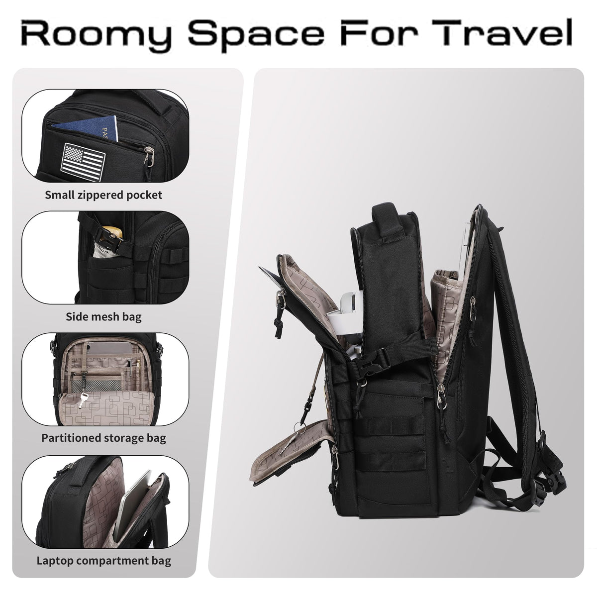 Black Small Tactical Backpack C7515