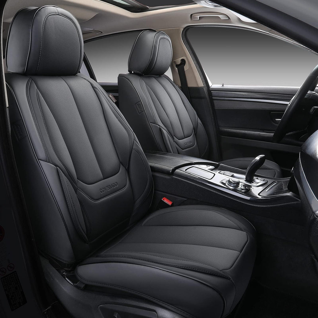 Black Full Set Waterproof Nappa Leather Car Seat Covers N1755