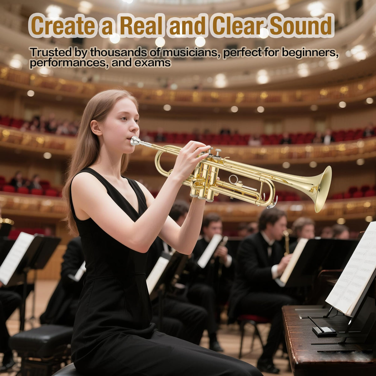 Gold Lacquer Brass Trumpet with Hard Case J136430