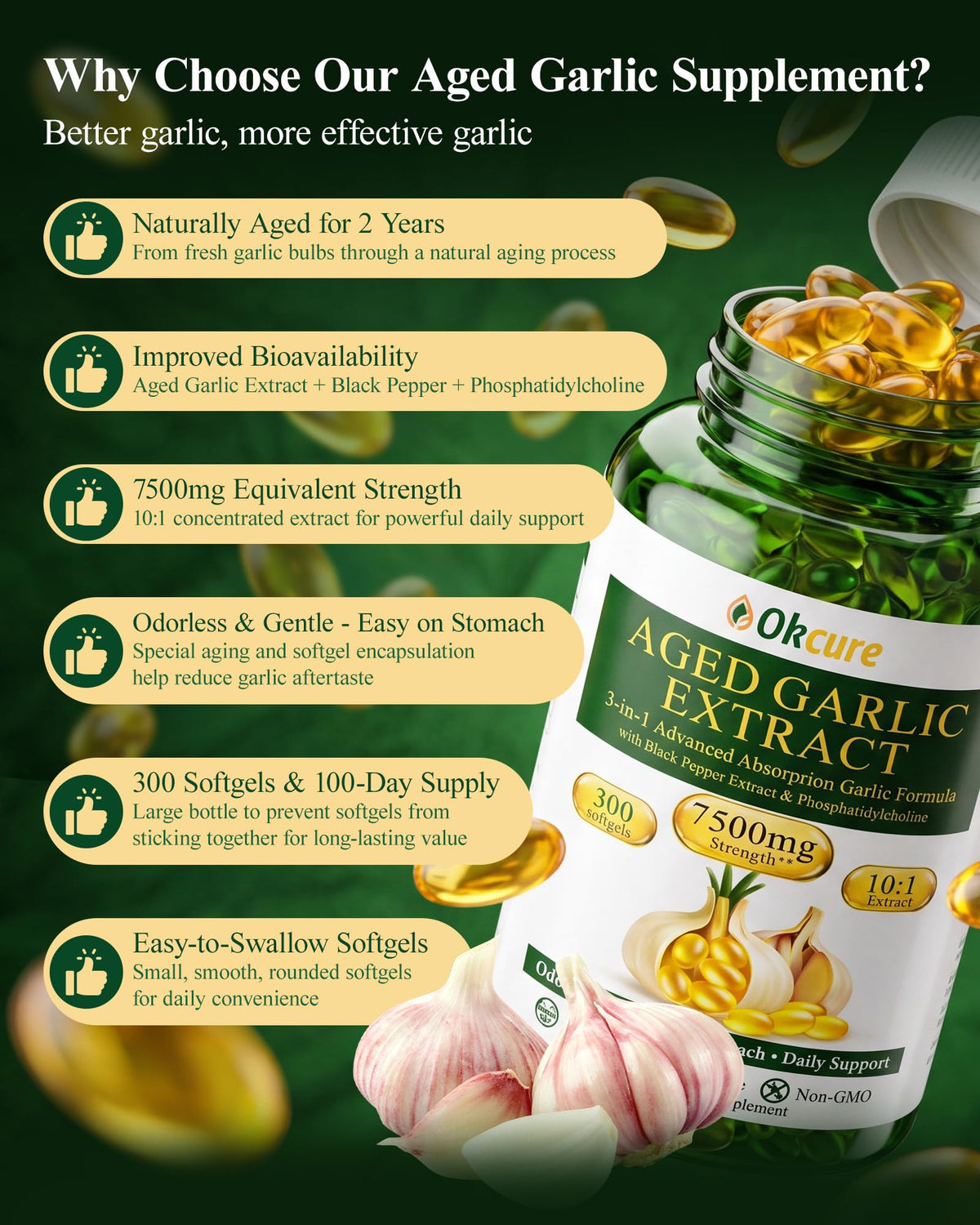 Odorless Garlic Supplement, 300 Softgels V3891