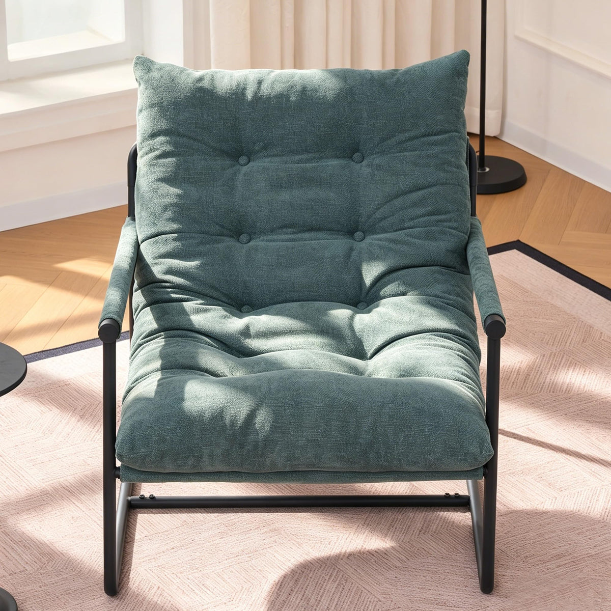 Green Set of 2 Upholstered Accent Chair with Metal Frame Q11887