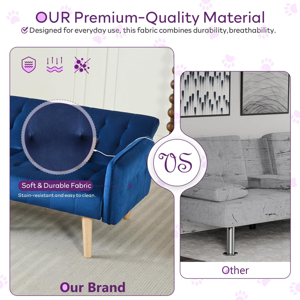 65'' Convertible Futon Sofa Bed with USB D963457