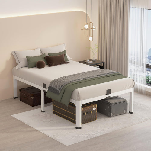 14 Inch Twin Metal Platform Bed Frame White S582