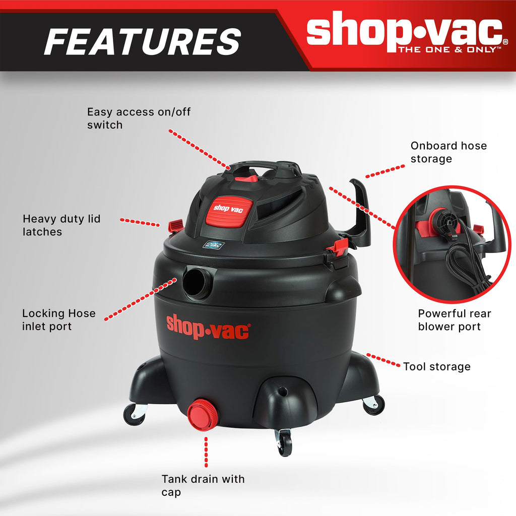 16 Gallon 6.5 Peak HP Wet/Dry Vac with Blower H2693