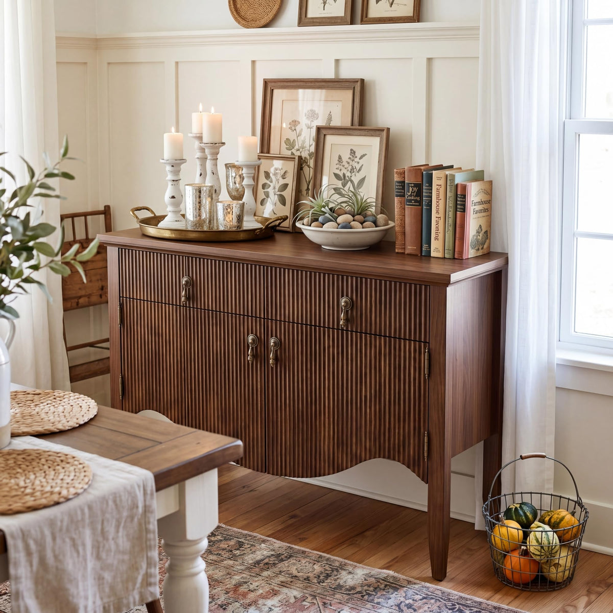 40" Fluted Buffet Cabinet with Drawer H8905