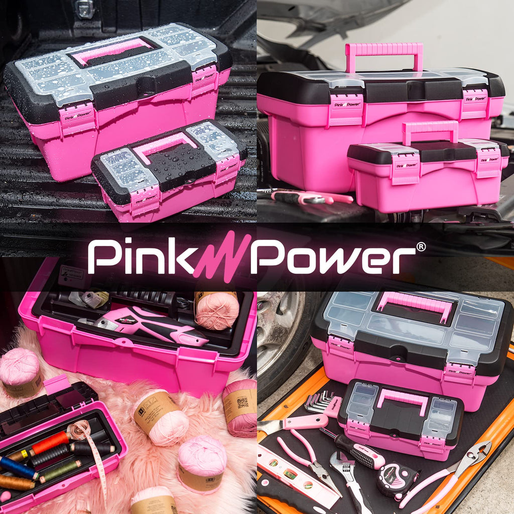 Pink Plastic Tool Box with Handle 2 Pack B285507