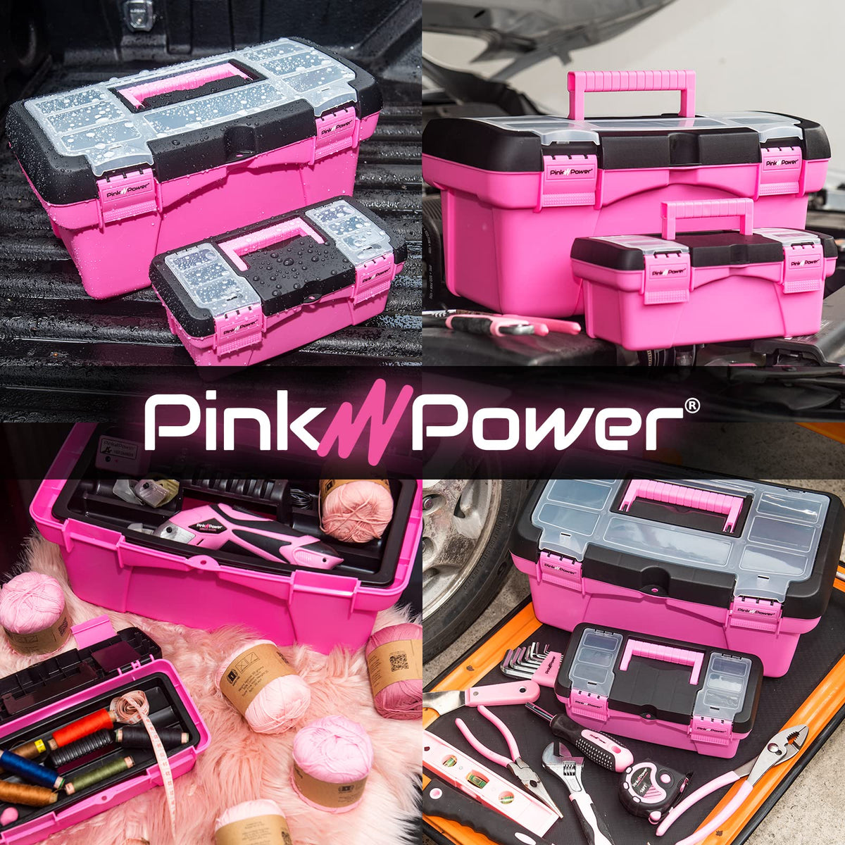 Pink Plastic Tool Box with Handle 2 Pack B285507