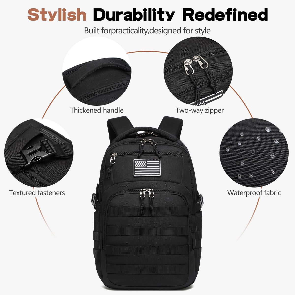 Black Small Tactical Backpack C7515