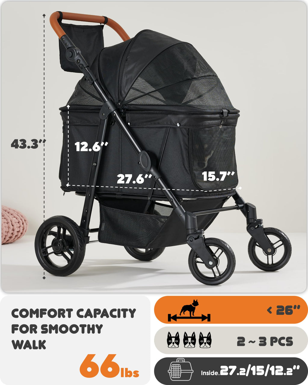 Medium Dog Stroller Up to 66lbs X41611