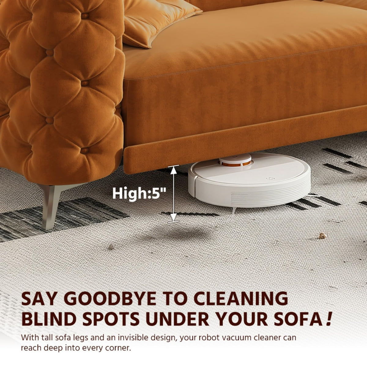 Queen Size Velvet Convertible Sofa Bed with Ottoman K6388