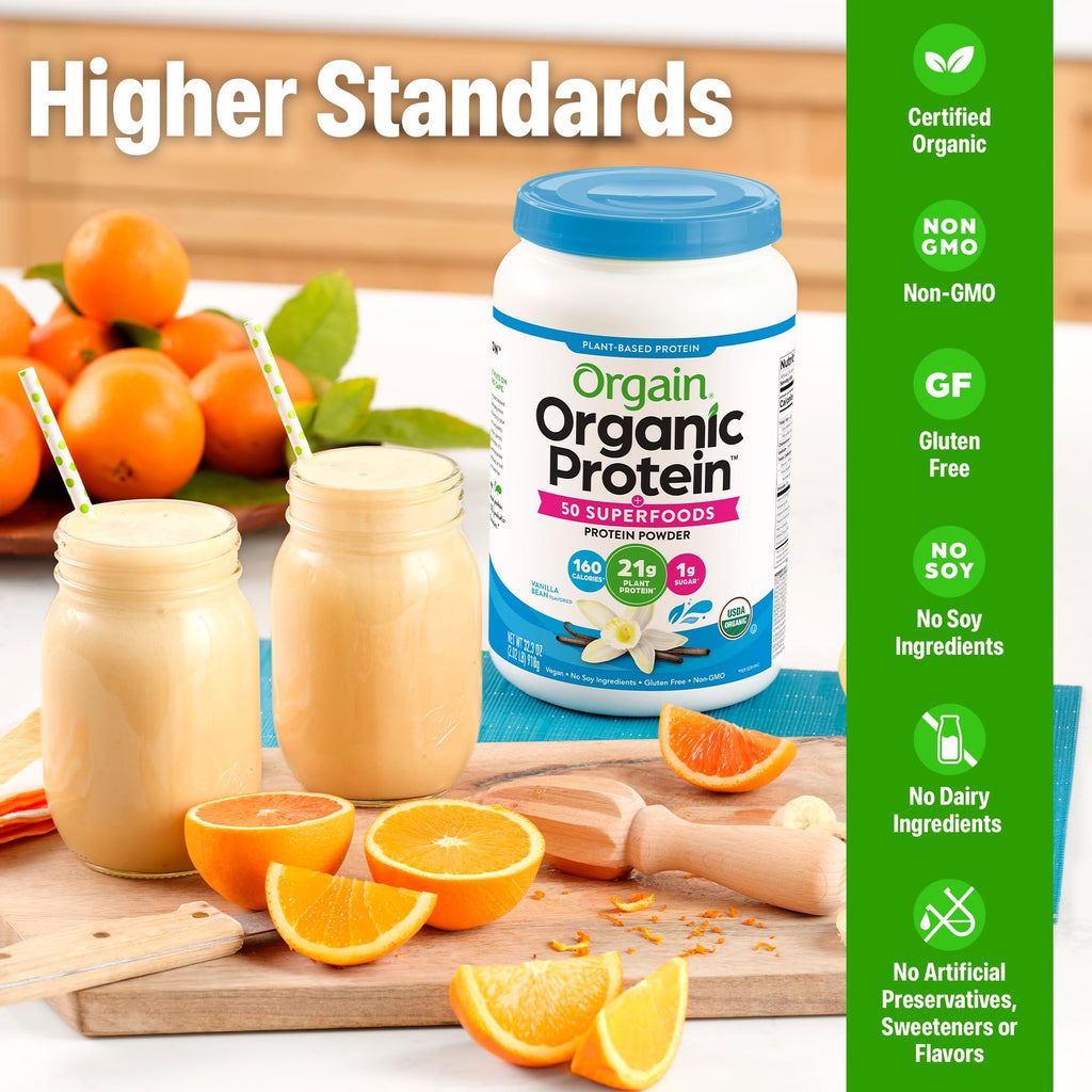 Organic Vegan 21g Protein Superfoods Powder Vanilla Bean 2.02lb X541815