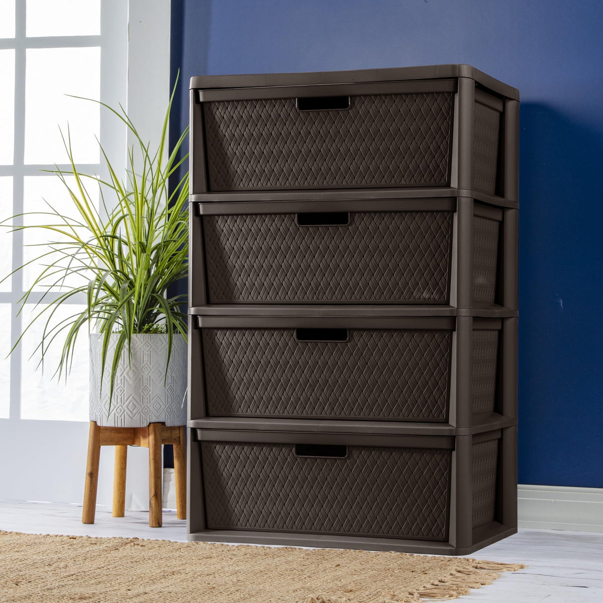 4 Drawer Plastic Storage Organizer Brown X775841