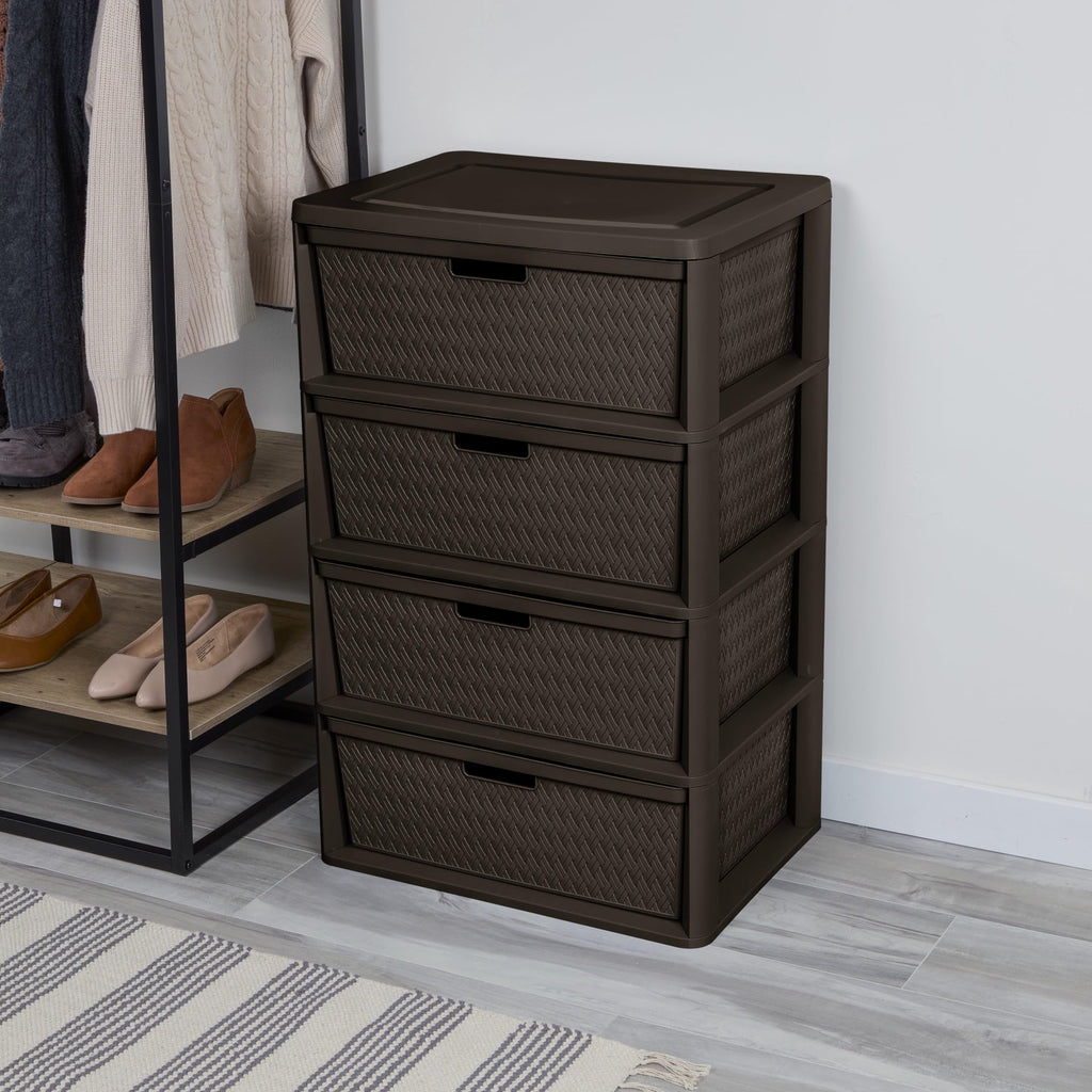 4 Drawer Plastic Storage Organizer Brown X775841