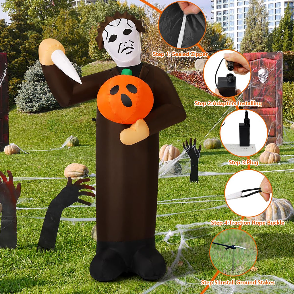 6FT Inflatable Scary Pumpkin with Built-in LEDs N976195