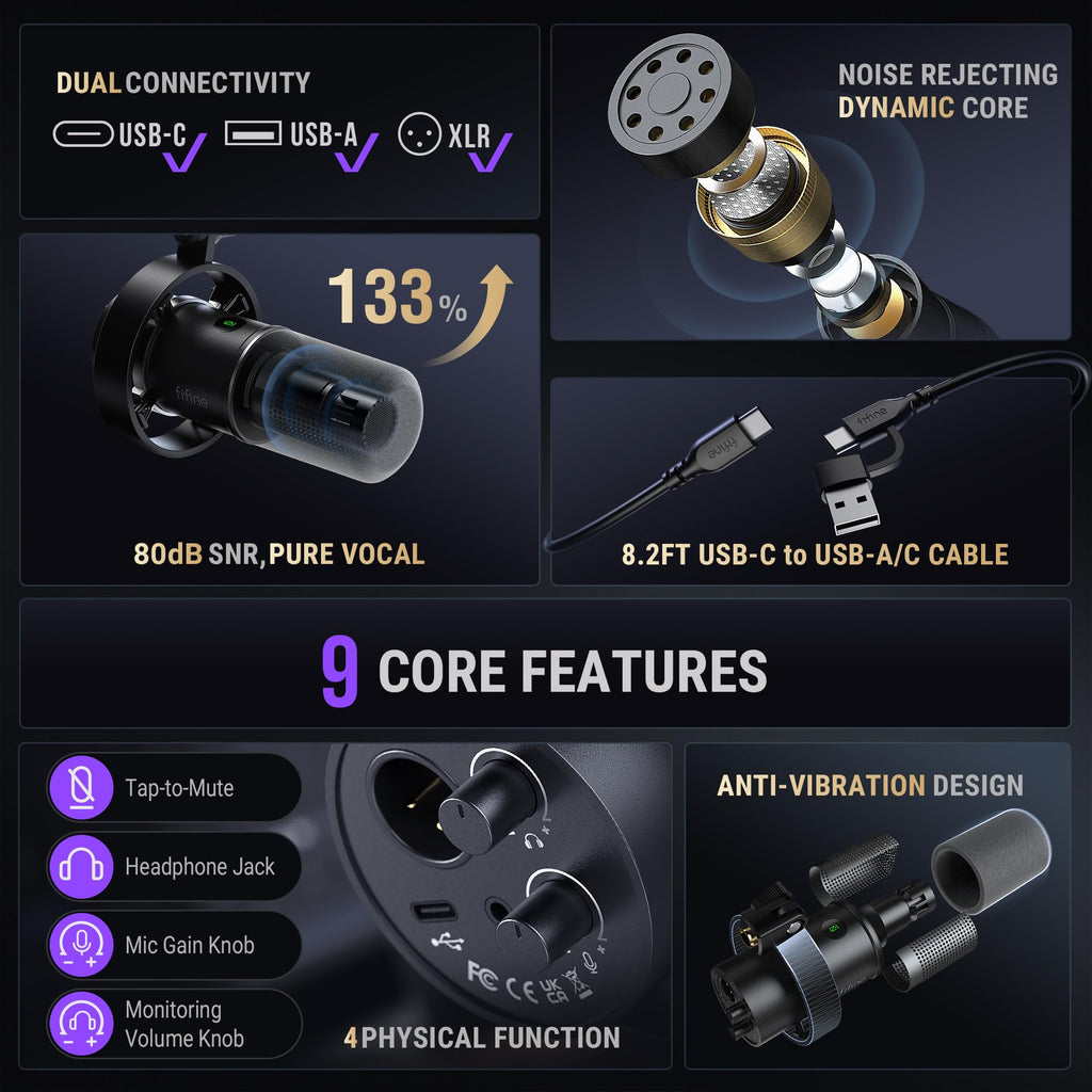 Dynamic XLR USB Microphone D627