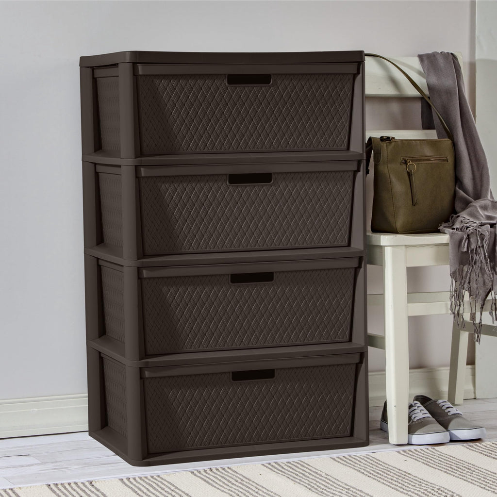 4 Drawer Plastic Storage Organizer Brown X775841