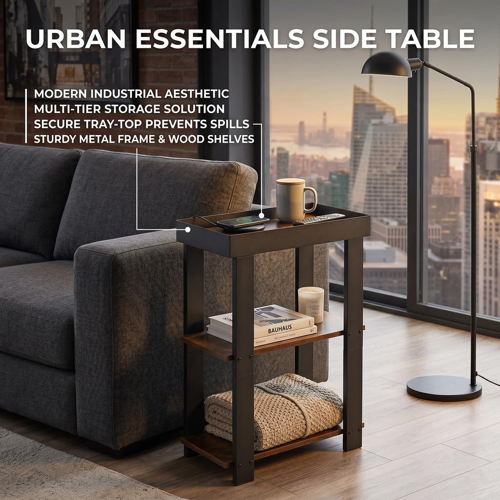 Rustic Brown 3-Tier Narrow Side Table R154082