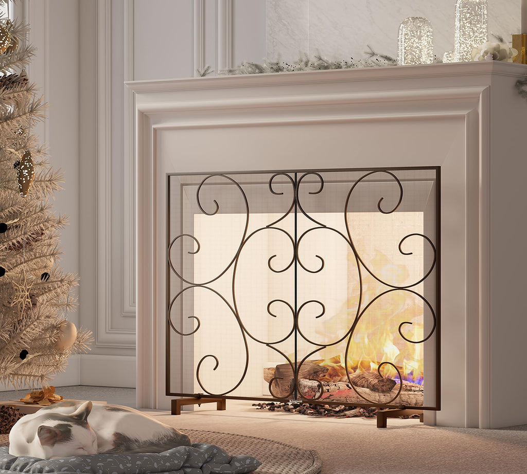 Handcrafted Metal Mesh Fireplace Screen R5644
