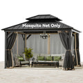 11' x 13' Gazebo Mosquito Netting Replacement 4-Panel Sidewalls with Double Zipper R791