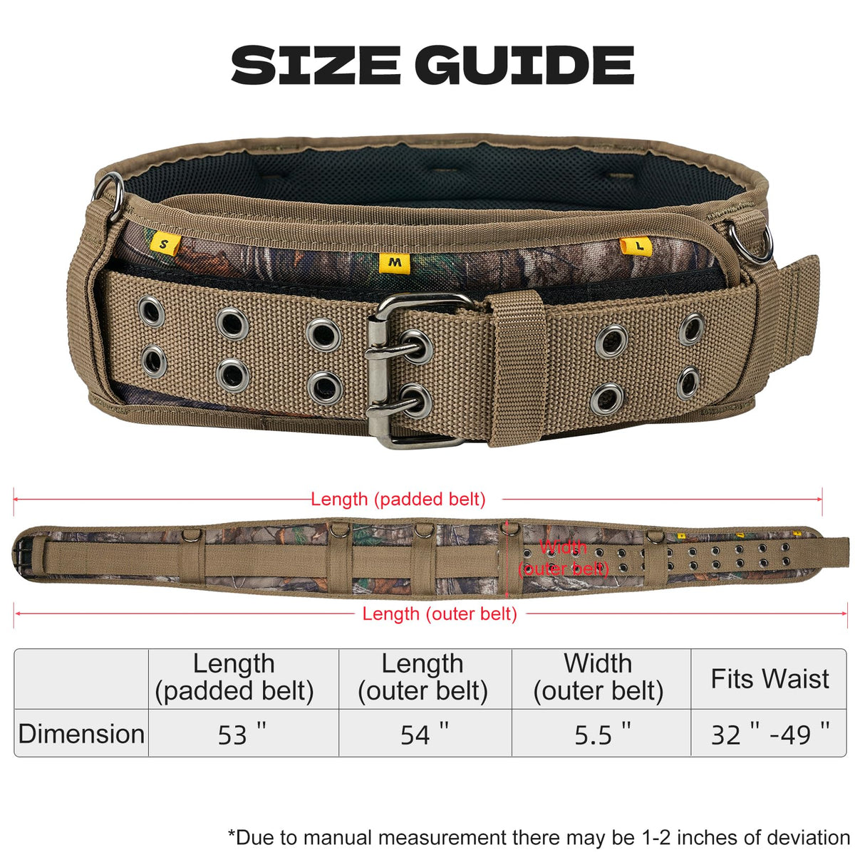 Camo Tool Belt with Suspenders Heavy Duty Carpenter Rig T974