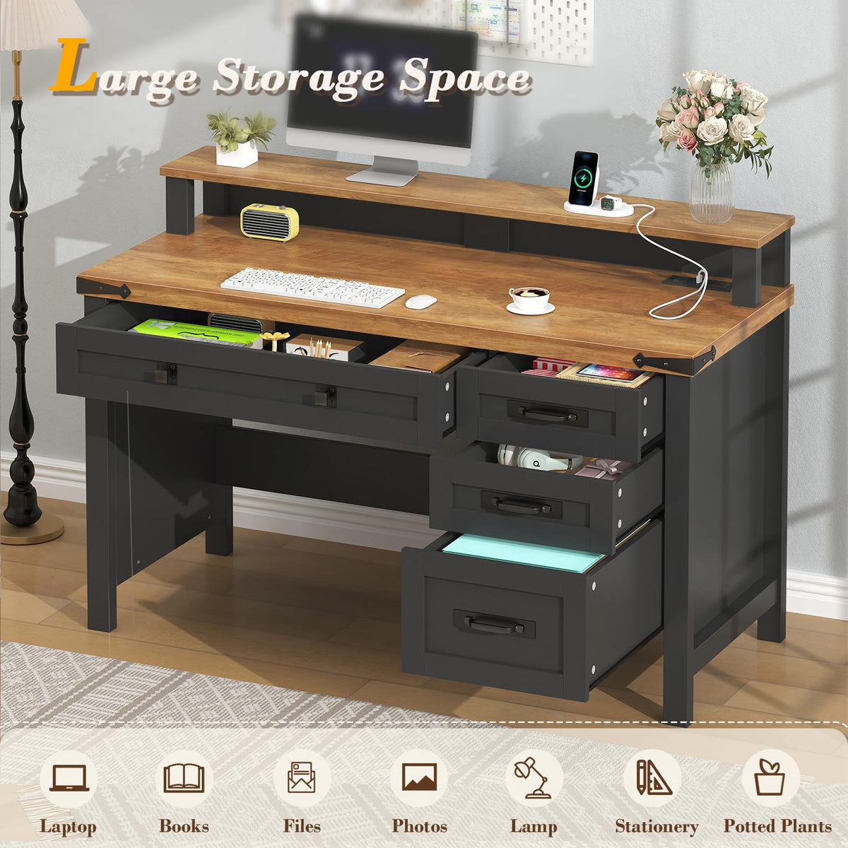 47" Computer Desk with Drawers Q4548