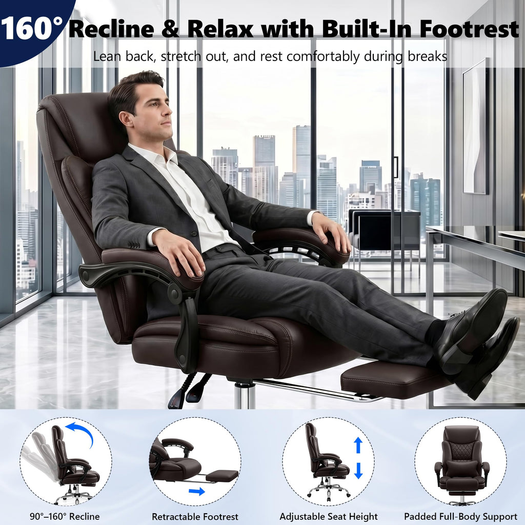 Brown PU Leather High Back Ergonomic Executive Office Chair R77357