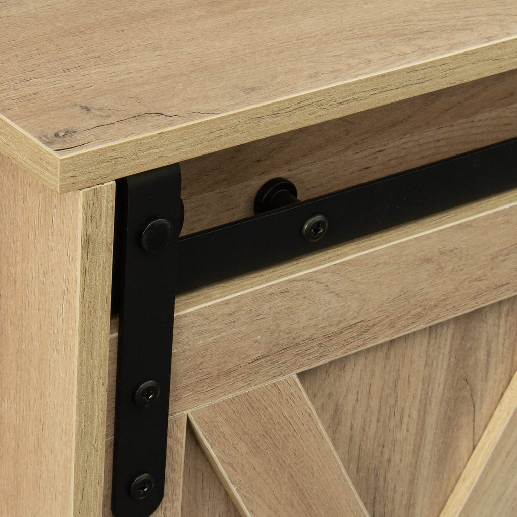 Sliding Barn Door Wood TV Stand with Adjustable Shelves T916