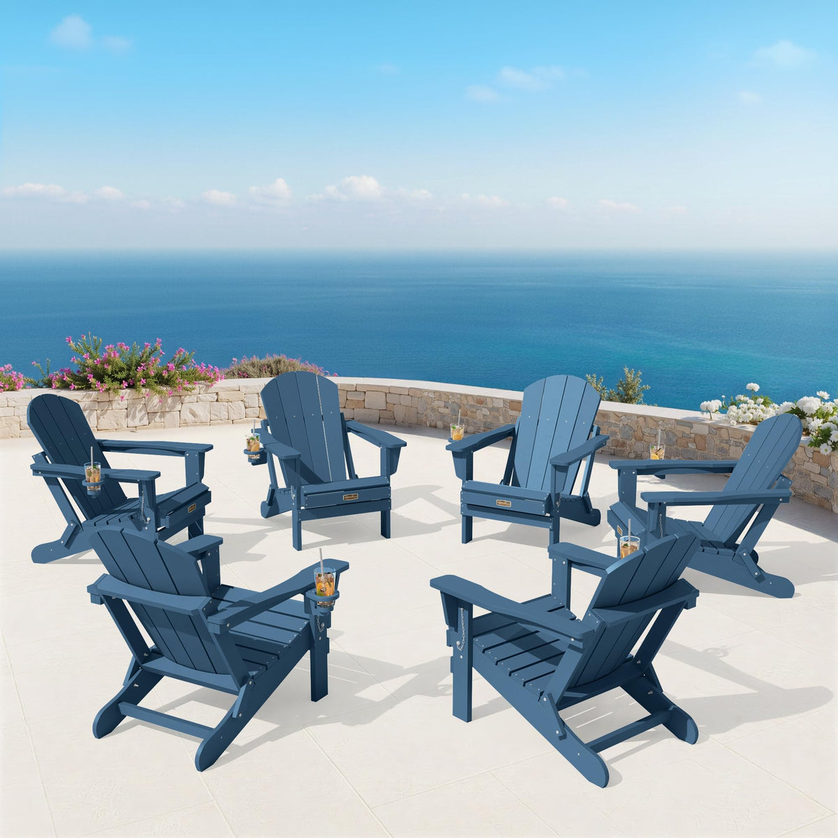 Folding Adirondack Chair Set of 2 with Cup Holder V750130