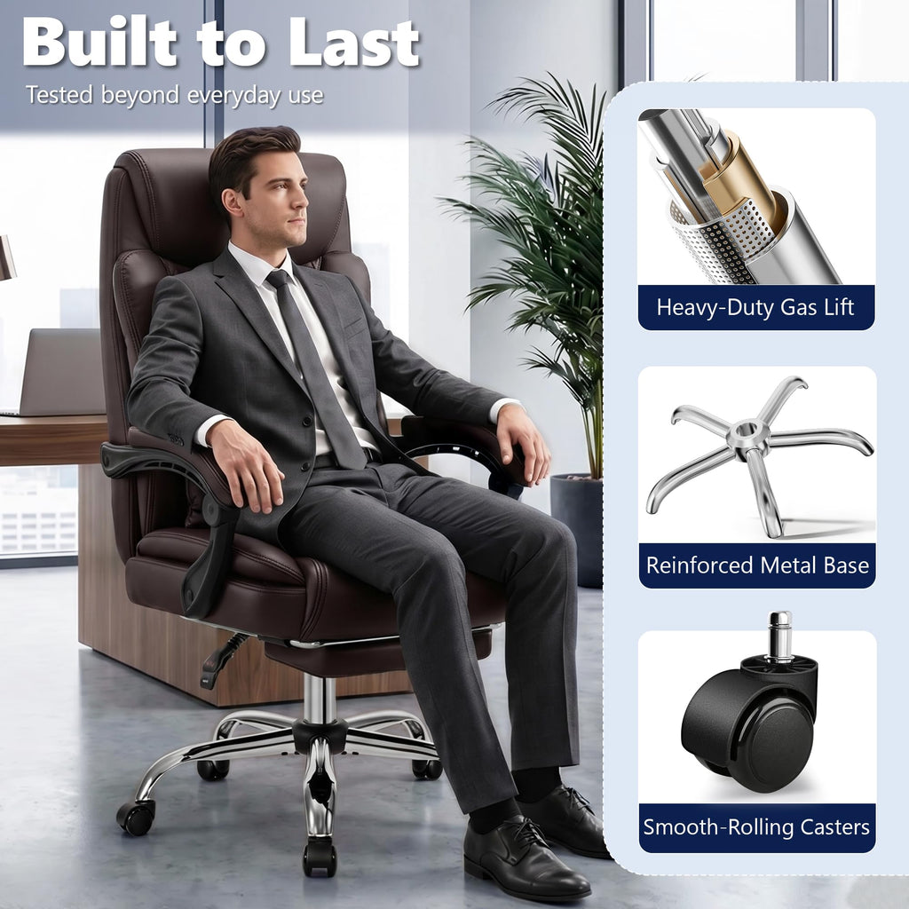 Brown PU Leather High Back Ergonomic Executive Office Chair R77357