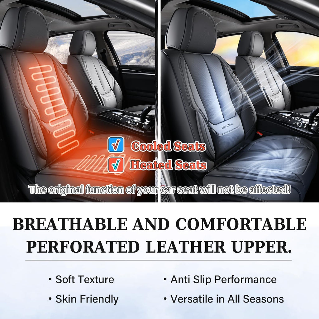 Black Full Set Waterproof Nappa Leather Car Seat Covers N1755