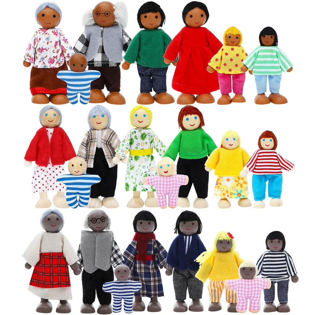 Wooden Dollhouse Family Set 23 Pieces O462391