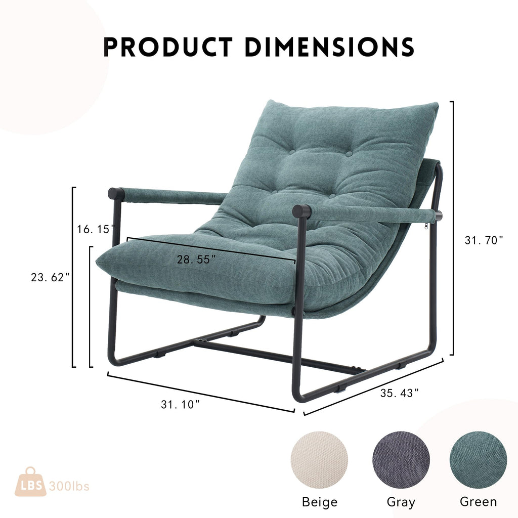 Green Set of 2 Upholstered Accent Chair with Metal Frame Q11887