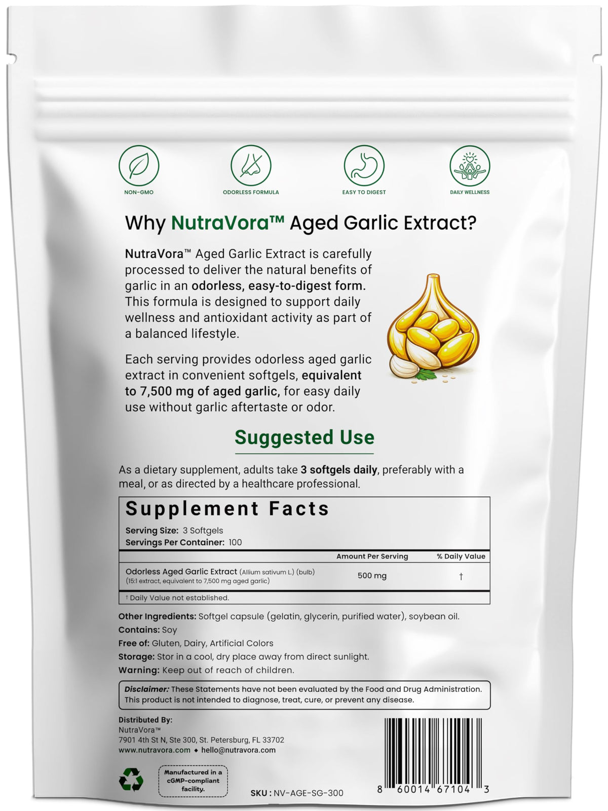 Aged Garlic Extract Softgels, 300 Softgels J204