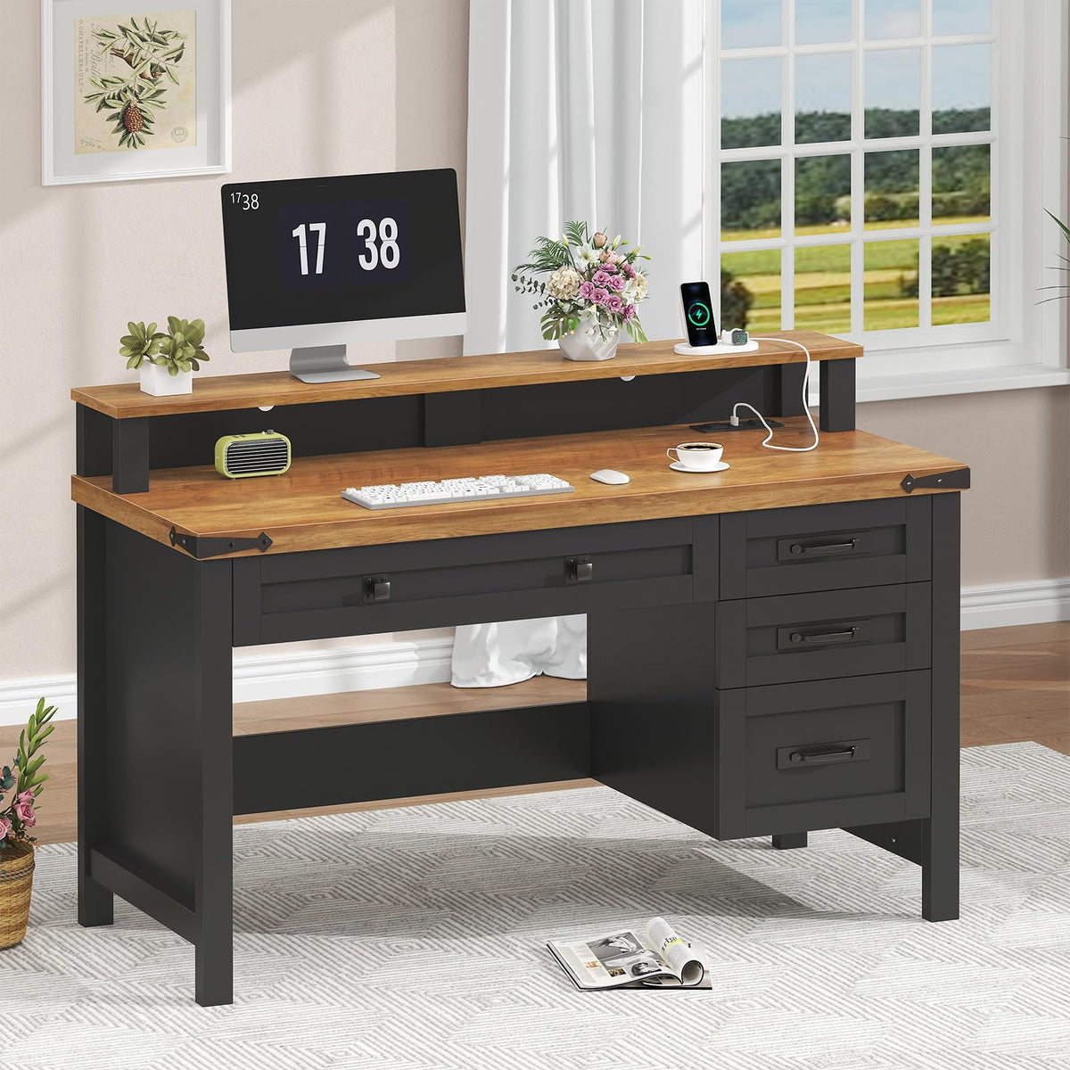47" Computer Desk with Drawers Q4548
