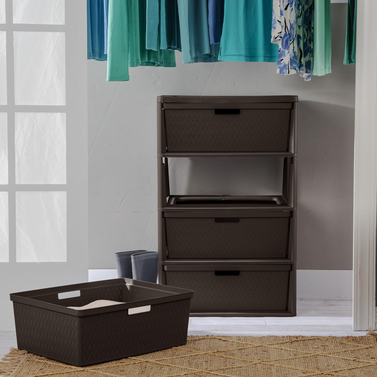 4 Drawer Plastic Storage Organizer Brown X775841