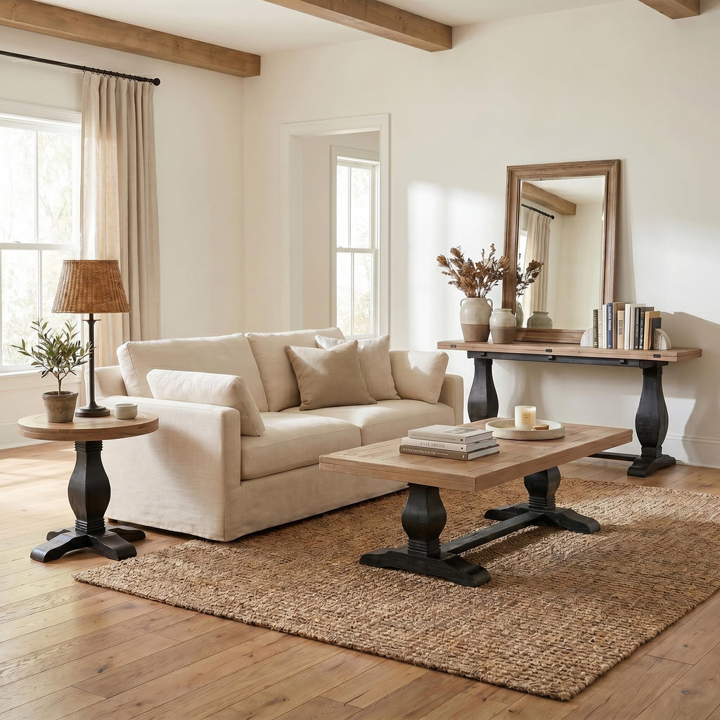 Solid Wood Coffee Table, Black and Driftwood T711
