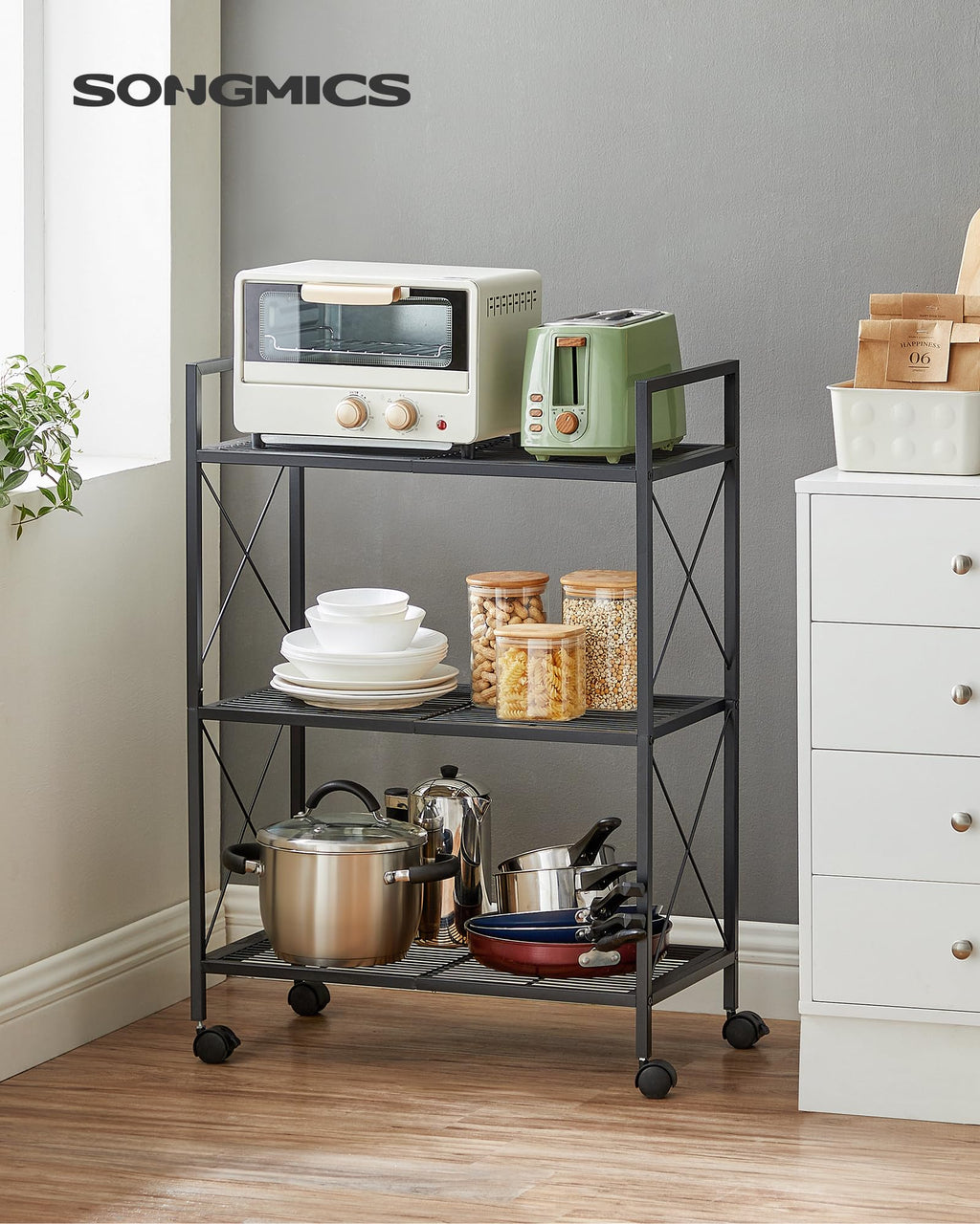 3-Tier Steel Storage Rack with Wheels P20540