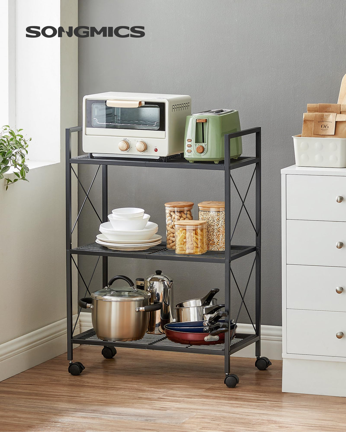 3-Tier Steel Storage Rack with Wheels P20540
