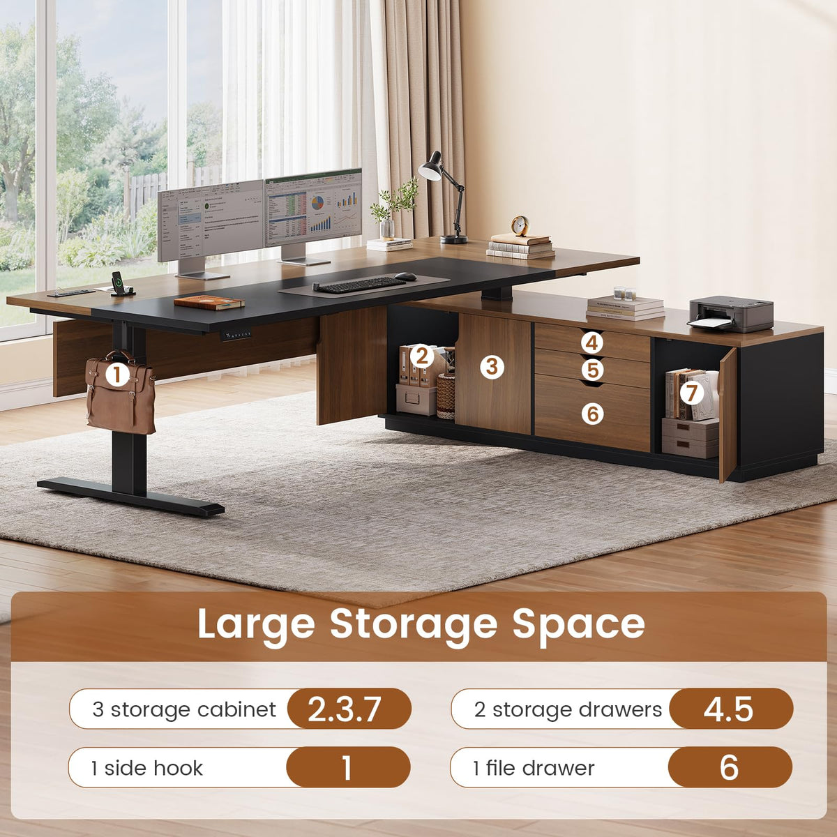 71" L Shaped Electric Standing Desk E20028