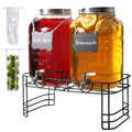 2 Gallon Glass Drink Dispensers with Stand, 2 Pack N685
