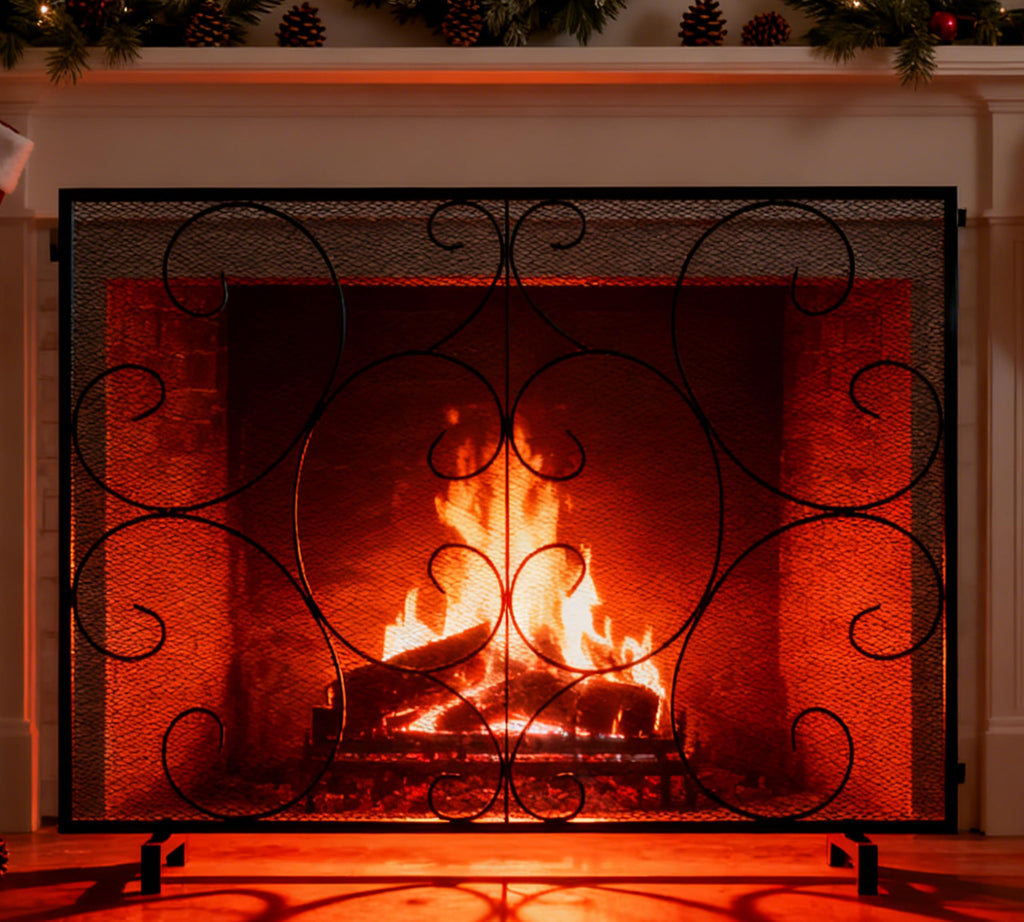 Handcrafted Metal Mesh Fireplace Screen R5644