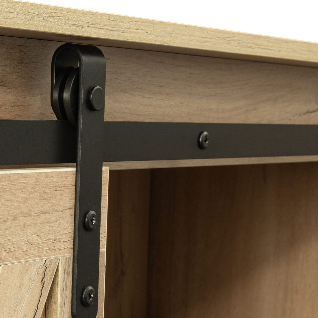 Sliding Barn Door Wood TV Stand with Adjustable Shelves T916