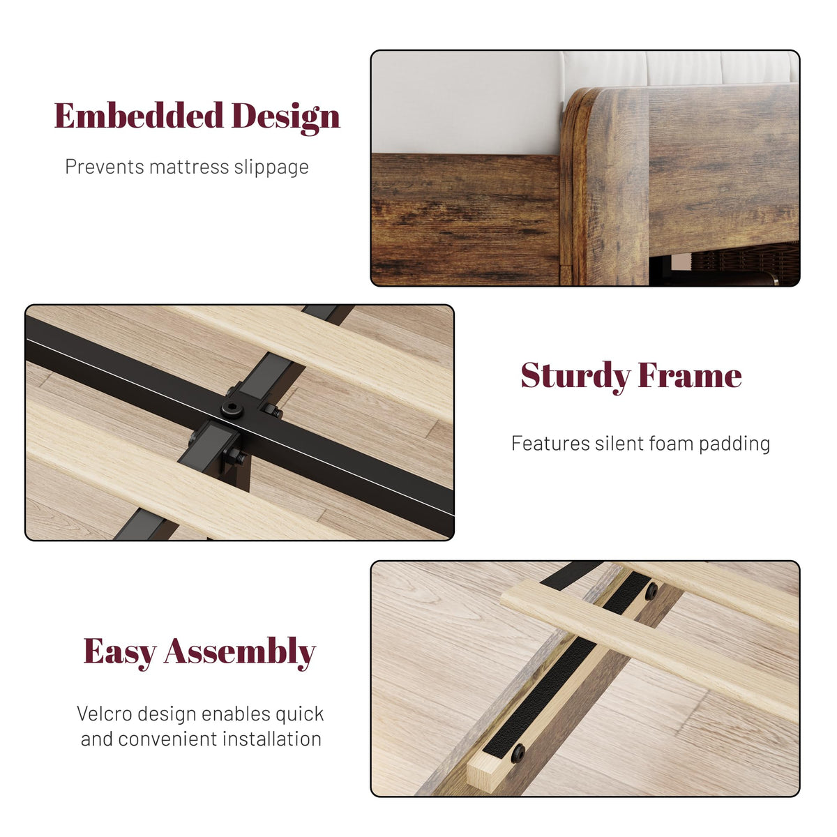 Queen Bed Frame with Storage Headboard and Charging Station L5370